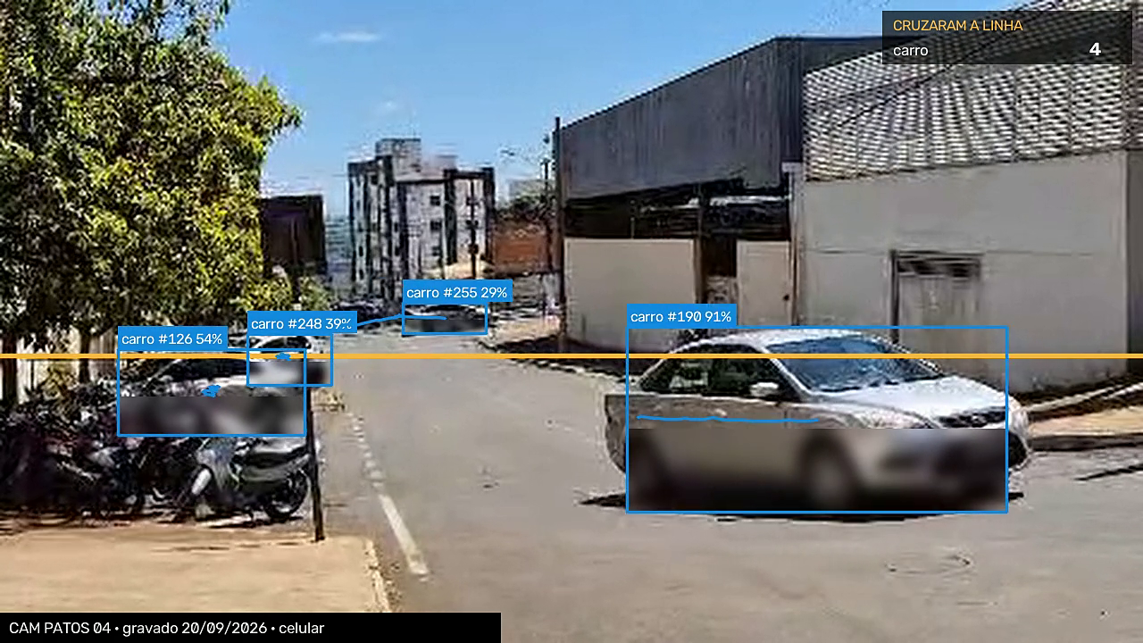 rua com carros em movimento reconhecidos